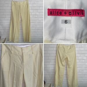 Alice + Olivia Linen Blend Pants White Sz 6